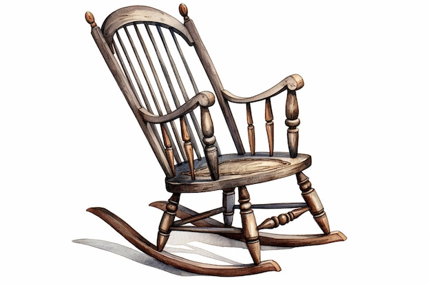 Photo there is a wooden rocking chair with a black seat generative ai