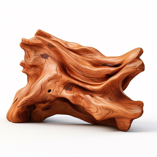 Photo there is a wooden sculpture of a tree trunk on a white surface generative ai
