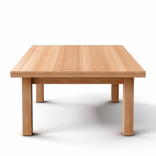 There is a wooden table with a square top on a white background generative ai