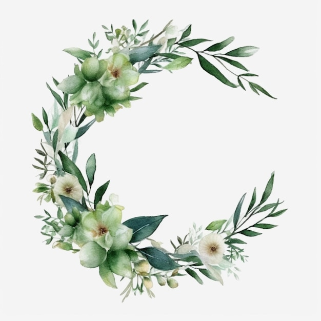 Photo there is a wreath of flowers and leaves on a white background generative ai