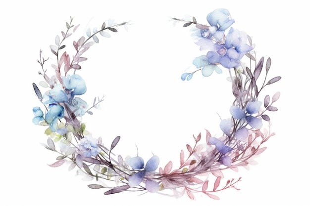 There is a wreath of flowers and leaves on a white background generative ai