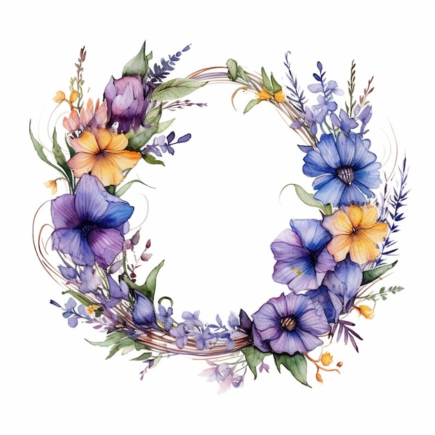 There is a wreath of flowers on a white background generative ai