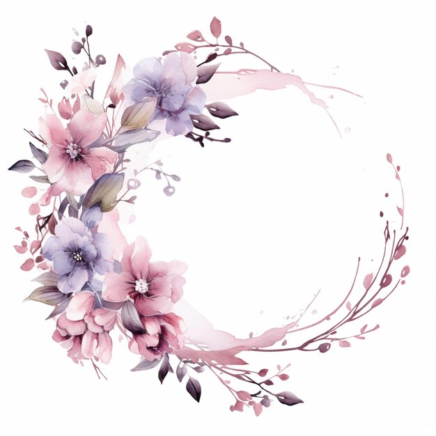 Photo there is a wreath of flowers with a pink ribbon around it generative ai