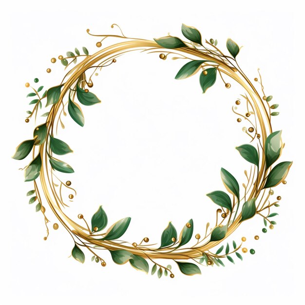 there is a wreath of leaves and berries on a white background generative ai