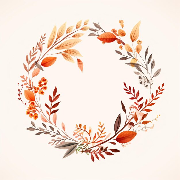 Photo there is a wreath of leaves and berries on a white background generative ai