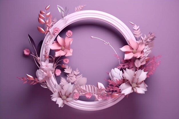 there is a wreath made of flowers and leaves on a wall generative ai