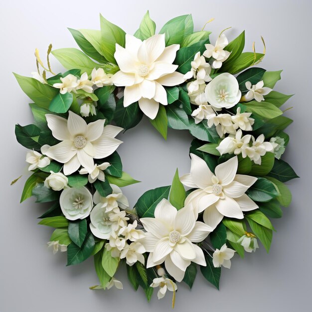 there is a wreath made of paper flowers and leaves generative ai