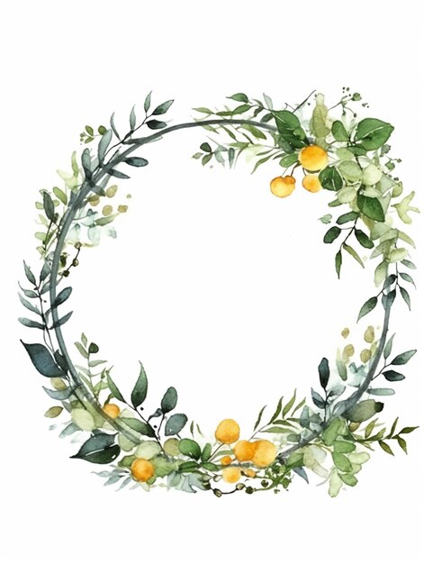 there is a wreath of oranges and leaves on a white background generative ai