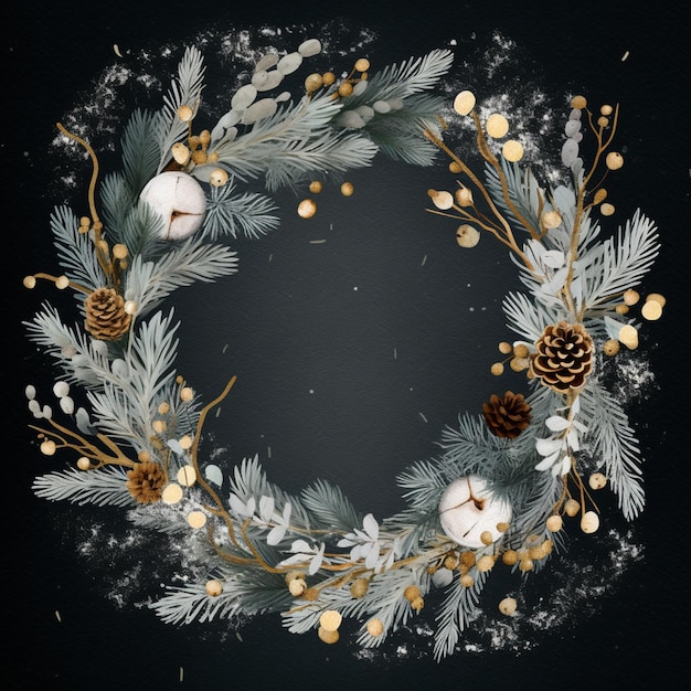 There is a wreath with pine cones and other decorations on it generative ai