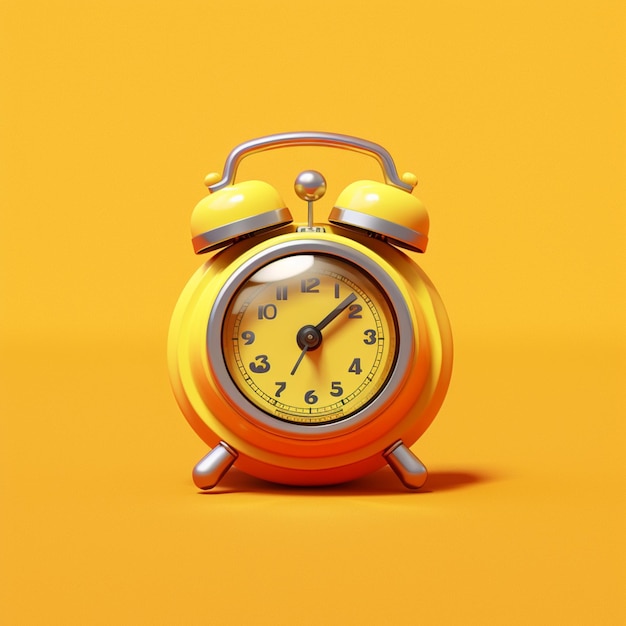 There is a yellow alarm clock sitting on a yellow surface generative ai