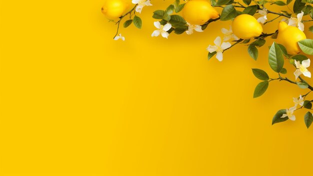 There is a yellow background with a bunch of lemons on it generative ai