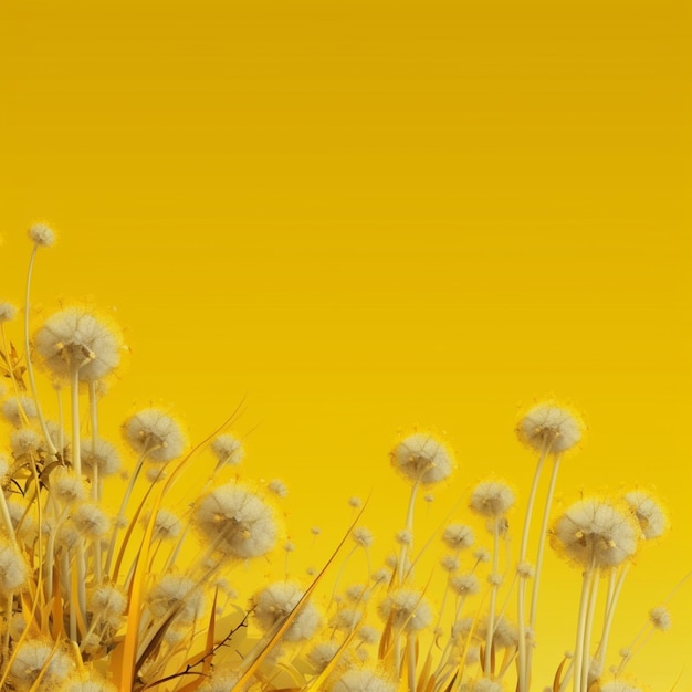 There is a yellow background with a bunch of white flowers generative ai