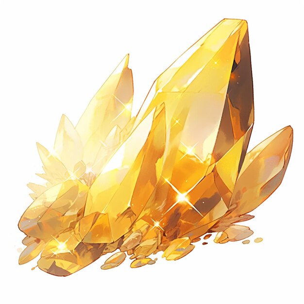 Photo there is a yellow crystal with a lot of small crystals generative ai