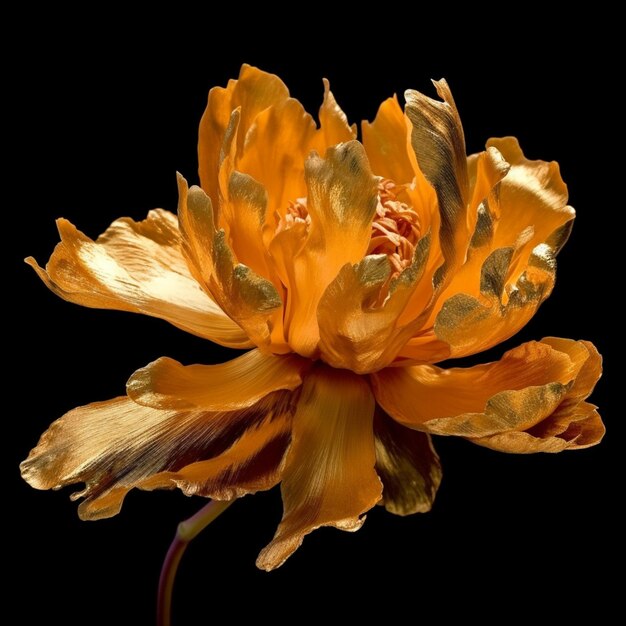 there is a yellow flower that is on a black background generative ai