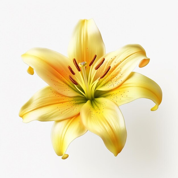 There is a yellow flower that is on a white surface generative ai