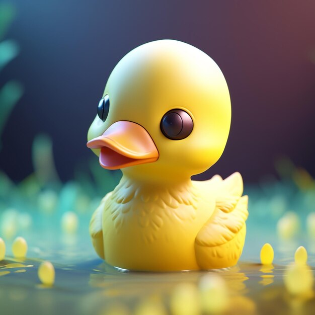 Photo there is a yellow rubber duck sitting in the water generative ai