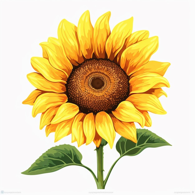 there is a yellow sunflower with green leaves on it generative ai