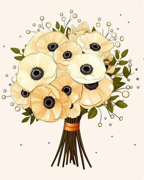 Photo there is a yellow and white flower bouquet with a brown spot generative ai