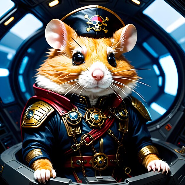 Photo there was once a cyberpunk hamster pirate captain who sailed the stars in his trusty spaceship he w