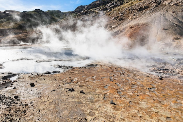 Thermal geysers in Krysuvik area Iceland