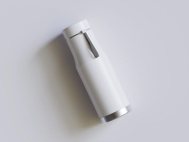 Thermal Sport Water Bottle 3D Rendering White Blank color on gray background