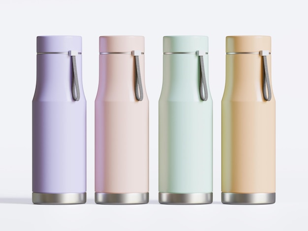 Thermal Sport Water Bottle 3D Rendering White Blank color on gray background