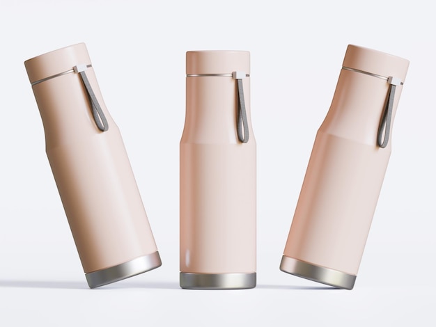 Thermal Sport Water Bottle 3D Rendering White Blank color on gray background