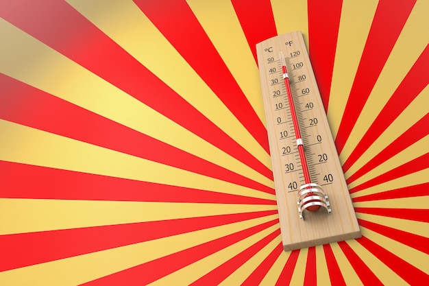 Photo thermometer against grunge background as a concept of ambient temperature. 3d rendering