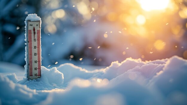 Photo thermometer on a cold winter day in the snow