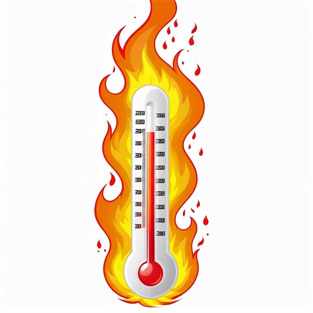 Фото Огненный термометр на белом фоне