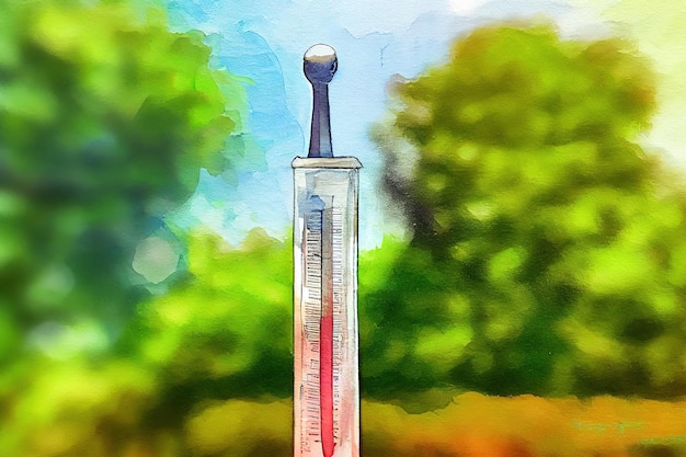 Thermometer op natuurlijke achtergrond Generatieve Ai
