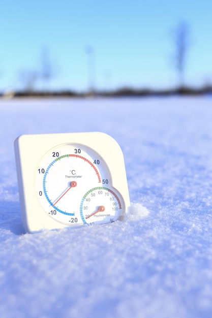 Photo thermometer and psychrometer in snow