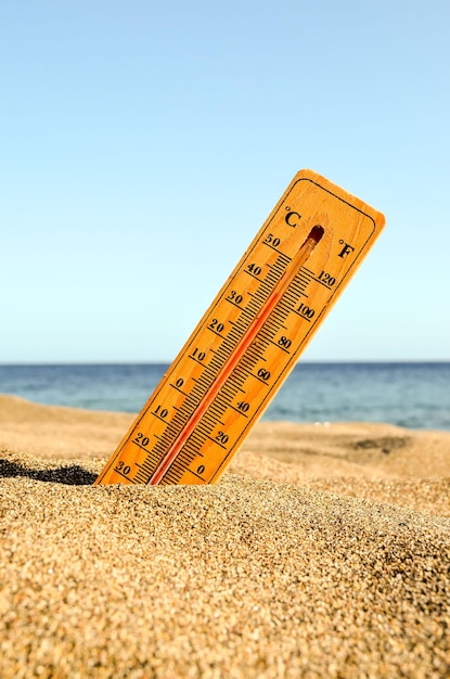 Thermometer on the Sand Beach