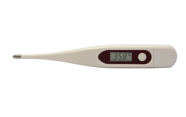 Foto thermometer zetpil op een witte achtergrond