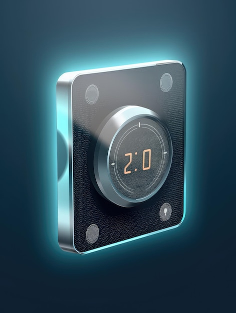 A thermostat icon with translucent glass isometric view