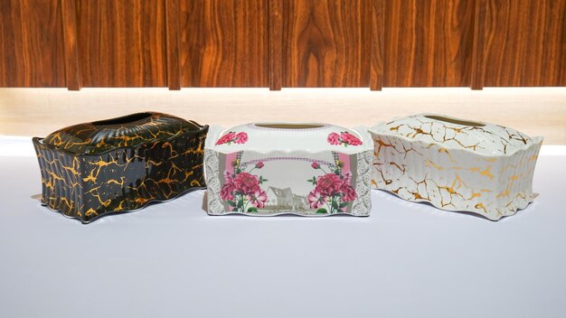 These ceramic tissue holders come in a variety of beautiful patterns to add an elegant