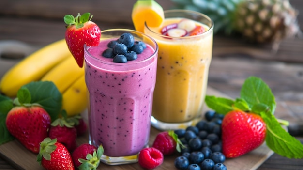 These nutritious and delicious smoothies blend fresh fruits and wholesome ingredients Generative Ai