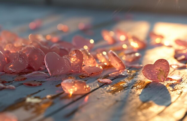 These shabby chic pink hearts were put on a white floor