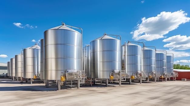 These towering steel tanks stand tall symbolizing strength and industrial might