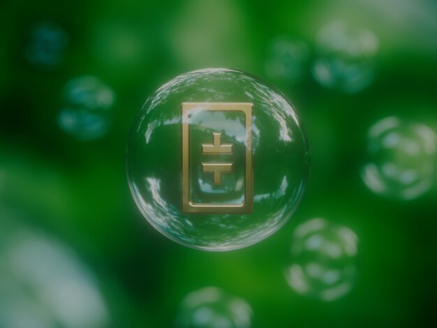 Theta Economische Bubble Instabiele Crypto Valuta Natuur 3D Illustratie Render