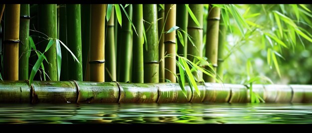 thick bamboo stems in the water