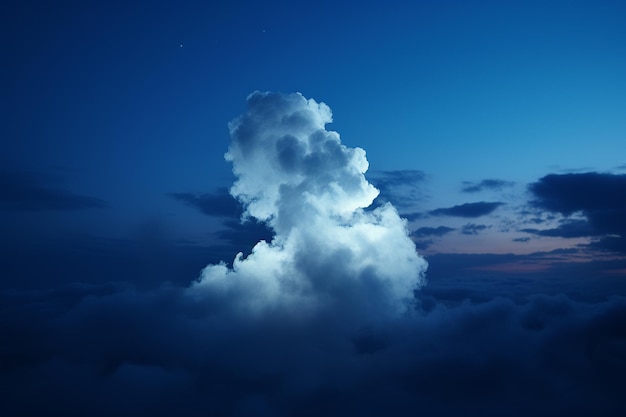 Thick billows of smoke enveloping a lone object against a deep blue twilight vista