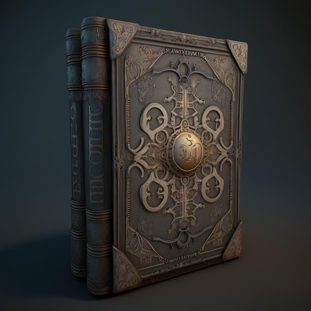 Толстая волшебная книга Древняя Библия Закрытая средневековая книга Имитация Абстрактная генеративная иллюстрация AI