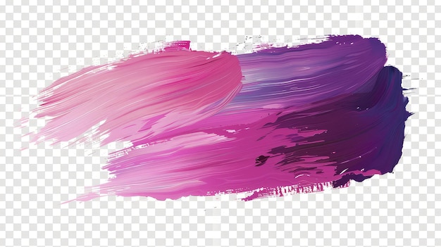 Photo thick pink and purple acrylic oil paint brush stroke on transparent png background isolated