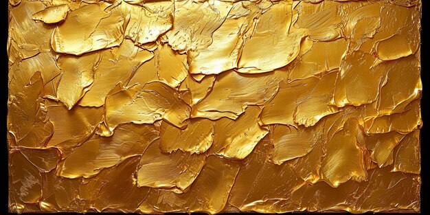 Thick strokes of gold oil paint on a coarse linen canvas