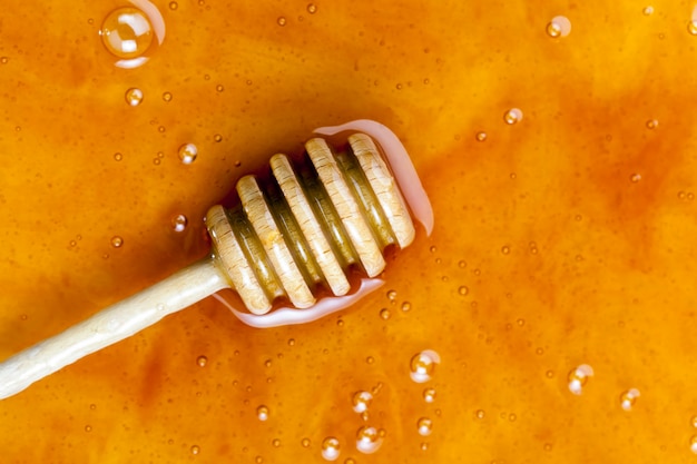 Thick and sweet honey mixed from different types of honey of different colors