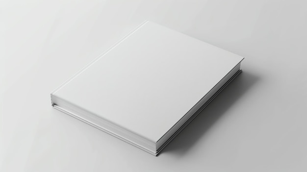 A thick white book is sitting on a solid white surface The book is in pristine condition and is closed