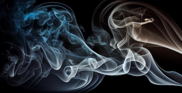 Thick white smoke on a dark background AI generated image
