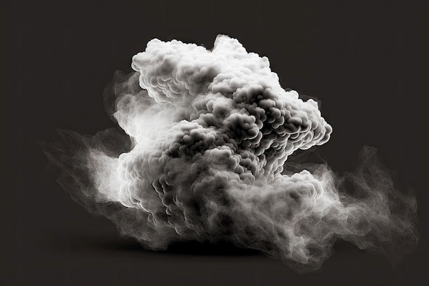 Thick white smoke or vapour cloud effect on black background 3d render digital illustration