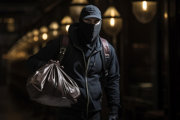 Foto un ladro che cammina per strada